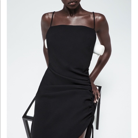 NWT Zara Draped Black Dress Size S - Picture 5 of 7